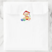 Kerst Teddy Beer met Ster Ronde Sticker (Tas)