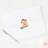 Kerst Teddy Beer met Ster Ronde Sticker (Envelop)