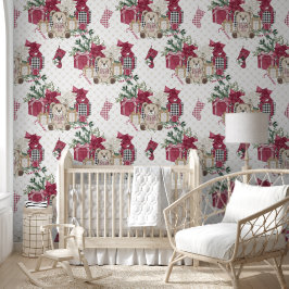 Kerst Teddy Beren Kousen Cadeaus Kwekerij Behang