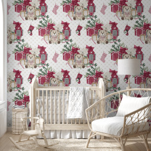 Kerst Teddy Beren Kousen Cadeaus Kwekerij Behang