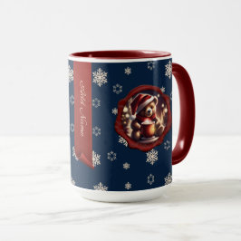 Kerst Teddy HotCocoa Gepersonaliseerde Banner Blau Mok