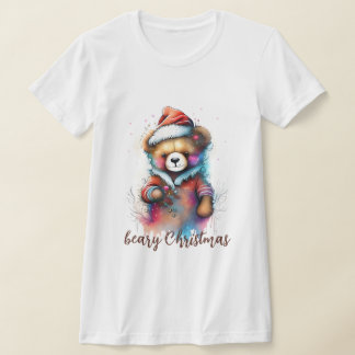 Kerst Teddy met Santa Hat Beary Kerstmis T-shirt