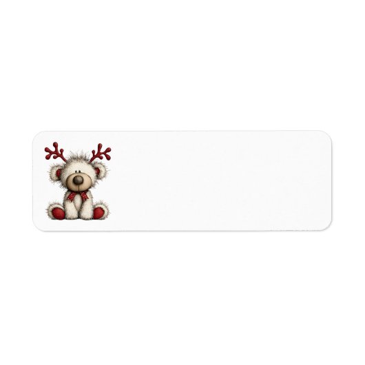 Kerst Teddybeer Adreslabels Etiket (Voorkant)