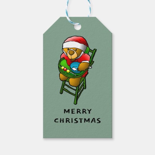 Kerst Teddybeer Cadeaulabel (Voorkant)