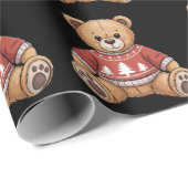 Kerst Teddybeer Cute Kerstmis Cadeau Cadeaupapier (Rol Hoek)