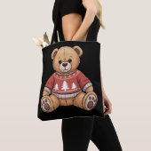 Kerst Teddybeer Cute Kerstmis Cadeau Tote Bag (Dichtbij)