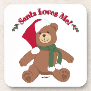 Kerst-teddybeer die van mij houdt! bier onderzetter