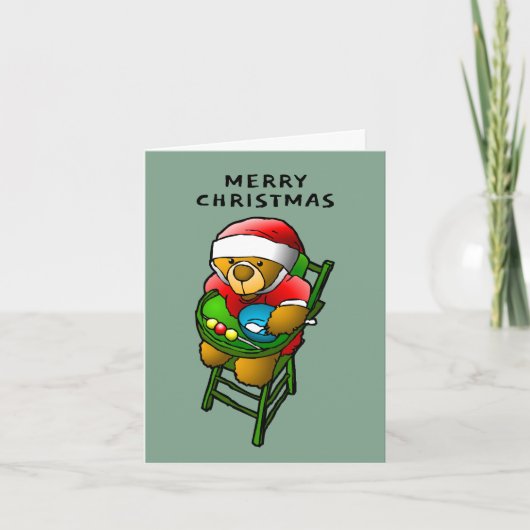 Kerst Teddybeer Feestdagen Kaart (Voorkant)