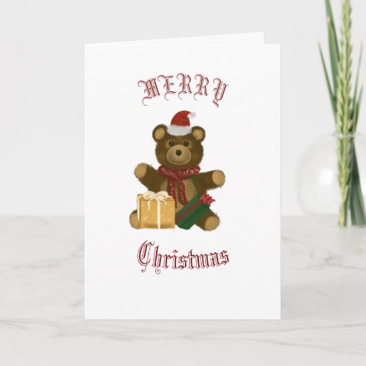Kerst Teddybeer Feestdagen Kaart (Voorkant)