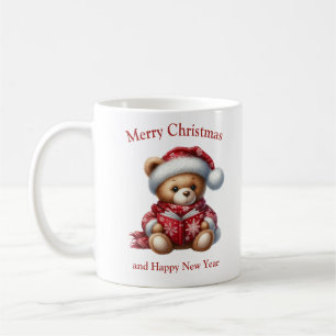 Kerst teddybeer het lezen van een boek maretak koffiemok