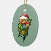 Kerst Teddybeer Keramisch Ornament (Links)