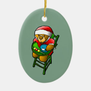 Kerst Teddybeer Keramisch Ornament