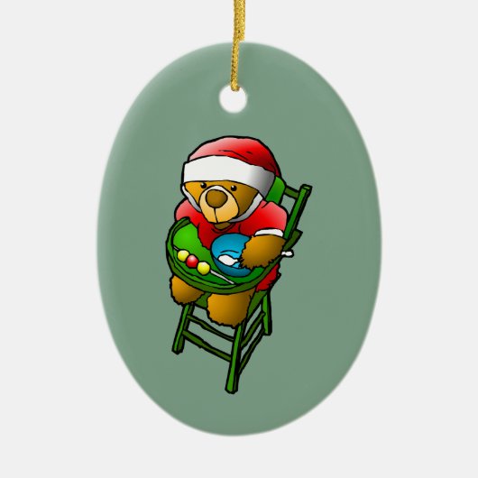 Kerst Teddybeer Keramisch Ornament (Voorkant)
