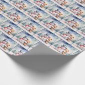 Kerst Teddybeer met sneeuwpop Cadeaupapier (Hoek)