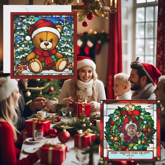 Kerst Teddybeer Nep Gebrandschilderd Glas