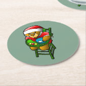 Kerst Teddybeer Ronde Kartonnen Onderzetter (Gebogen)