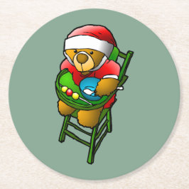 Kerst Teddybeer Ronde Kartonnen Onderzetter