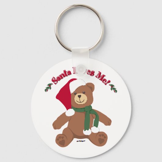 Kerst-teddybeer 'Santa Loves Me!' Sleutelhanger (Voorkant)