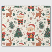 Kerst Teddybeer Santa Patroon (2) Cadeaupapier (Vlak)
