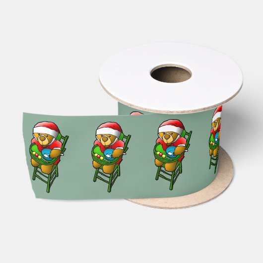 Kerst Teddybeer Satijnen Lint (Spoel)
