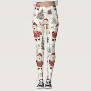 Kerst Teddybeer Sinterklaas Patroon (1) Leggings