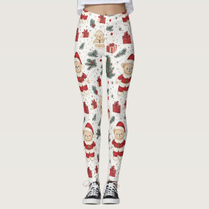 Kerst Teddybeer Sinterklaas Patroon (1) Leggings