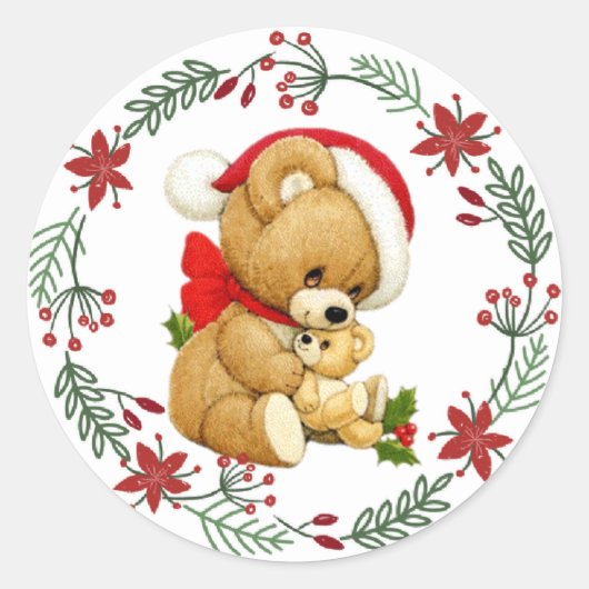 Kerst Teddybeer Sticker (Voorkant)