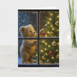 Kerst Teddybeer versiert een boom Kaart