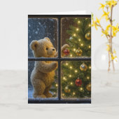 Kerst Teddybeer versiert een boom Kaart (Gele Bloem)