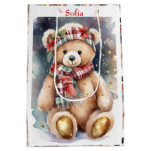 Kerst Teddybeer voeg naam toe Medium Cadeauzakje (Achterkant)