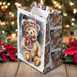 Kerst Teddybeer voeg naam toe Medium Cadeauzakje
