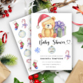 Kerst Teddybeer Winter Baby shower uitnodiging