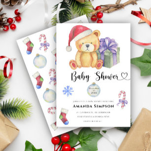 Kerst Teddybeer Winter Baby shower uitnodiging