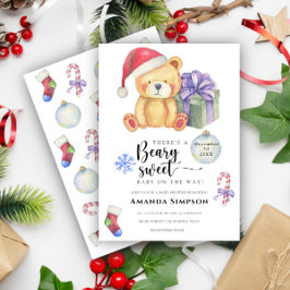 Kerst Teddybeer Winter Baby shower uitnodiging