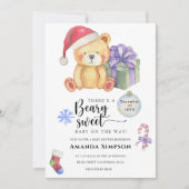 Kerst Teddybeer Winter Baby shower uitnodiging (Voorkant)