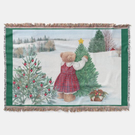 Kerst Teddybeer Winter Wonderland Deken (Voorkant)