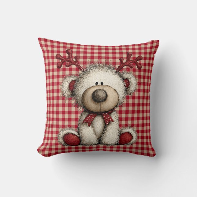 Kerst Teddybeer Worp Kussen (Voorkant)