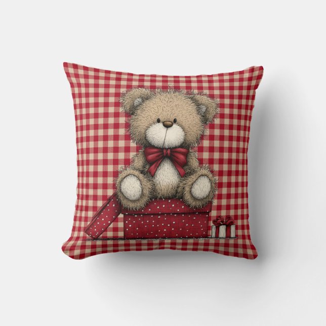 Kerst Teddybeer Worp Kussen (Voorkant)