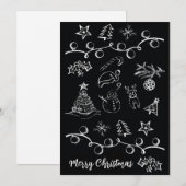 Kerst tekeningen feestdagenkaart (Voorkant / Achterkant)