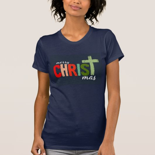 Kerst Tekst Prettig Kerst mis Christen T-shirt (Voorkant)