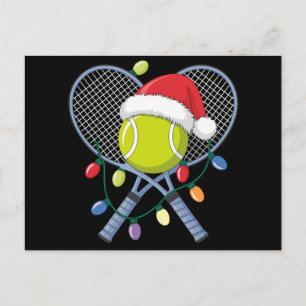 Kerst Tennis Rackets Bal Sinterklaas Hoed Lichten Feestdagenkaart