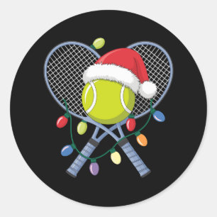 Kerst Tennis Rackets Bal Sinterklaas Hoed Lichten Ronde Sticker