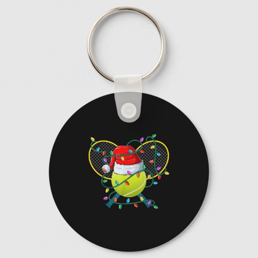 Kerst Tennis Xmas Santa SRTS Pet Mannen Vrouwen K Sleutelhanger (Voorkant)