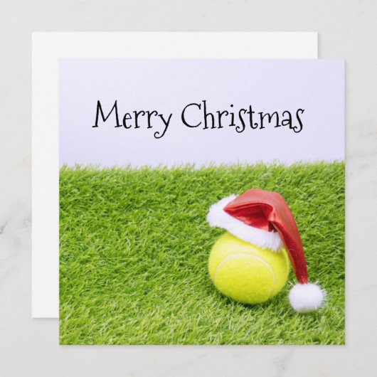 Kerst, tennisbal en kerstbal feestdagenkaart (Voorkant / Achterkant)