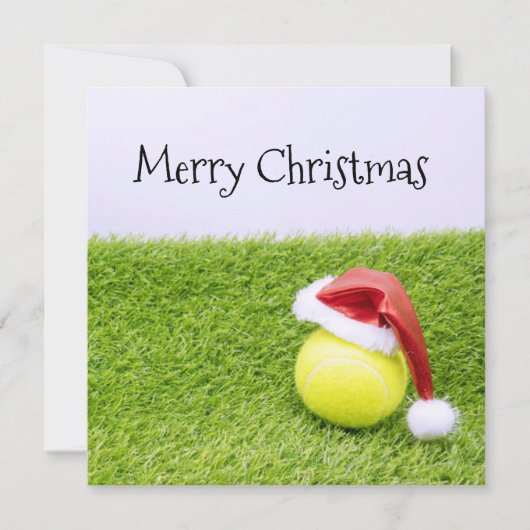 Kerst, tennisbal en kerstbal feestdagenkaart (Voorkant)
