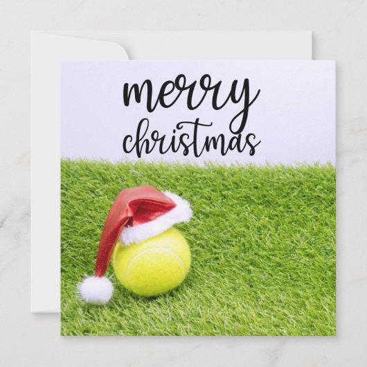 Kerst, tennisbal en kerstbal feestdagenkaart (Voorkant)
