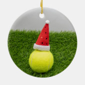 Kerst, tennisbal en kerstbal keramisch ornament (Achterkant)