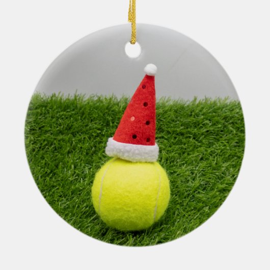 Kerst, tennisbal en kerstbal keramisch ornament (Achterkant)