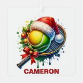 Kerst Tennisbal & Racket Aangepaste Naam Metalen Ornament (Achterkant)