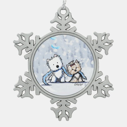 Kerst Terriers Westie & Yorkie Ornament (Voorkant)